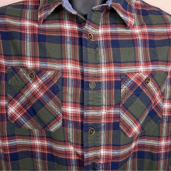 MEDIUM MENS WEATHERPROOF FLANNEL SHIRT RED GREEN BLUE COTTON - Picture 11 of 15